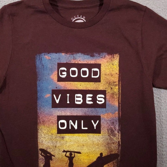Ocean Current Shirt Boys Large Red Good Vibes Only‎ Surfer Beach Summer Graphic - Picture 3 of 9